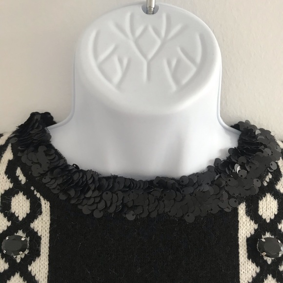 Glam Patchwork Italian Wool Blend Winter Sweater - Picture 12 of 16